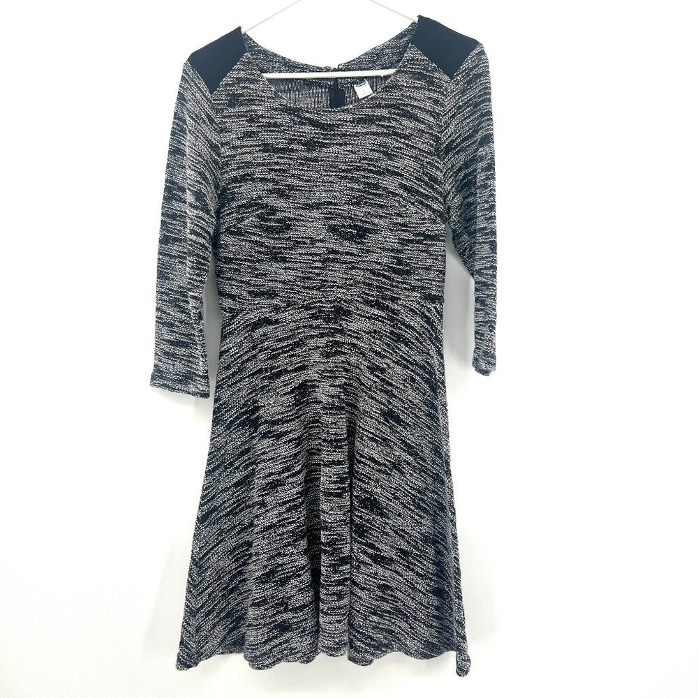 Old Navy Black White Marled Knit Sweater Dress Women's Medium